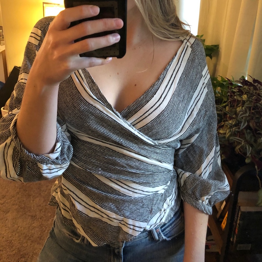 Tie around striped top